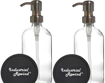 CUSTOM Listing for Sonia ~ 2pk 8oz Clear Gun Metal Soap Dispensers