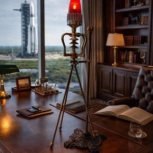 Mid Century Rocket Lamp Space Age Atomic Industrial Desk Light Sci Fi Decor