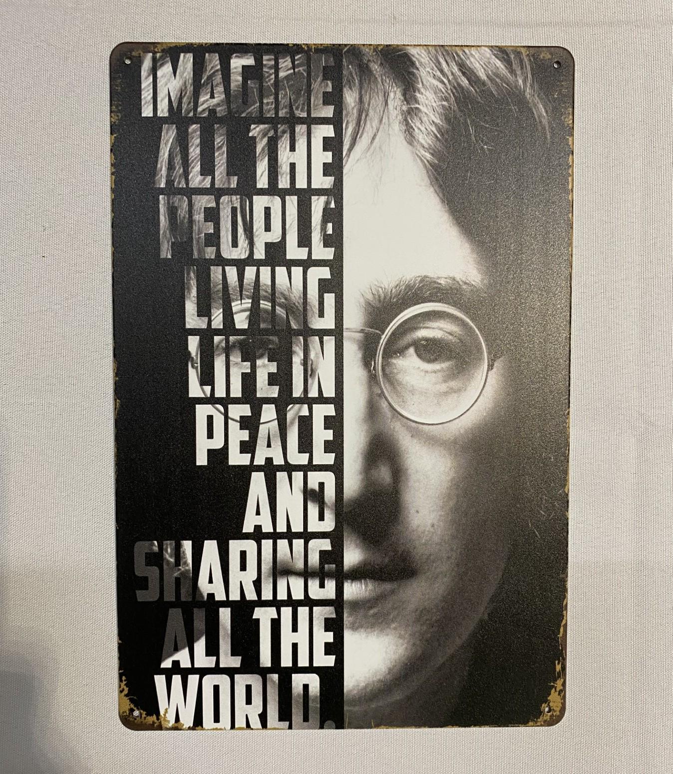 ジョン・レノン直筆imagine歌詞★★レザー生地ポスター★★ 1980's Imagine: John Lennon 額入りポスター - アンティーク