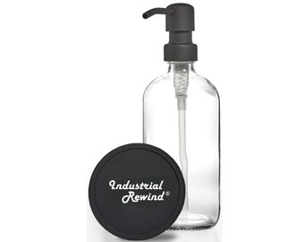 Clear Soap Dispenser - Black Metal Soap Dispenser Pump - 8oz Compact and Refillable Clear Glass Bottle with Black Soap Pump