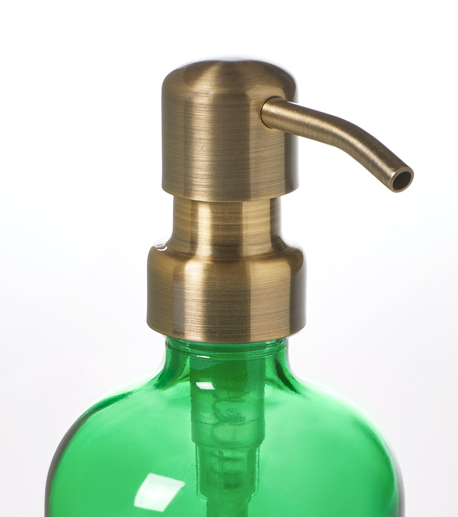 Green Glass Soap Dispenser with Brass Soap Pump 16oz Etsy