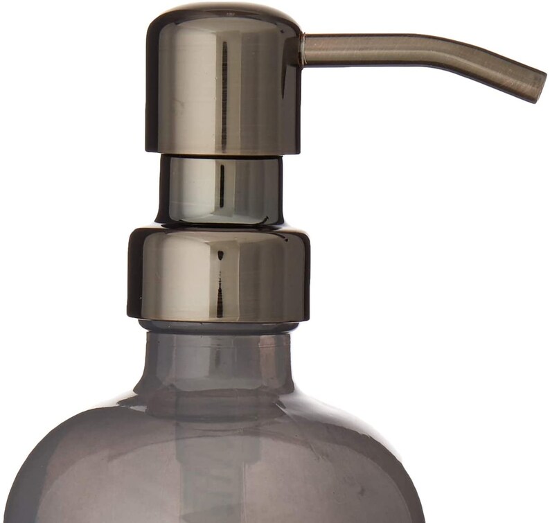 Gray Soap Dispenser Grey 16oz Glass Boston Round Bottle With Etsy