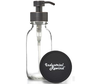 Clear Soap Dispenser with Oil Rubbed Bronze Wide Mouth  Soap Pump- Industrial Rewind Glass Bottle with ORB Dispenser Pump Lotion Soap Holder