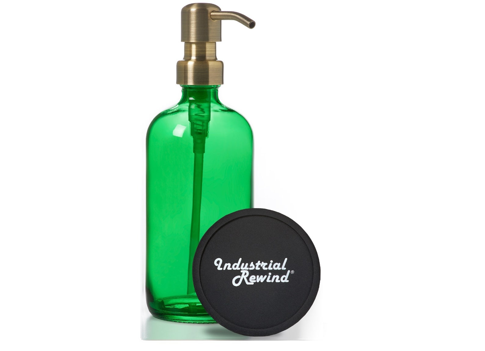 Green Glass Soap Dispenser With Brass Soap Pump 16oz Etsy