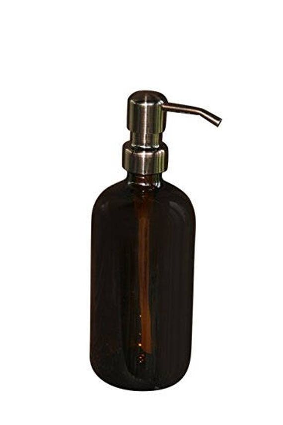 16oz Glass Soap Dispenser Amber Brown Cobalt Blue Green Or Clear Glass Bottle With Your Choice Color Soap Dispenser Pump 2 75 X 8 25