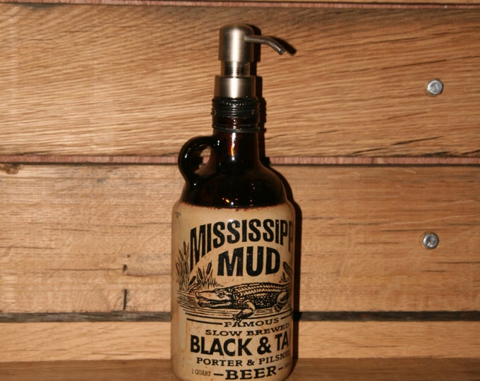Beer Bottle Soap Dispenser Glass Amber Bottle Mississippi Etsy
