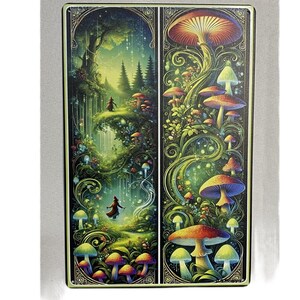 BOGO 50% Off, Fairy Land with Mushrooms, Metal Tin Sign Hoarding Plants - Fairy Tale Mushroom Forestry Picture Frame Optional
