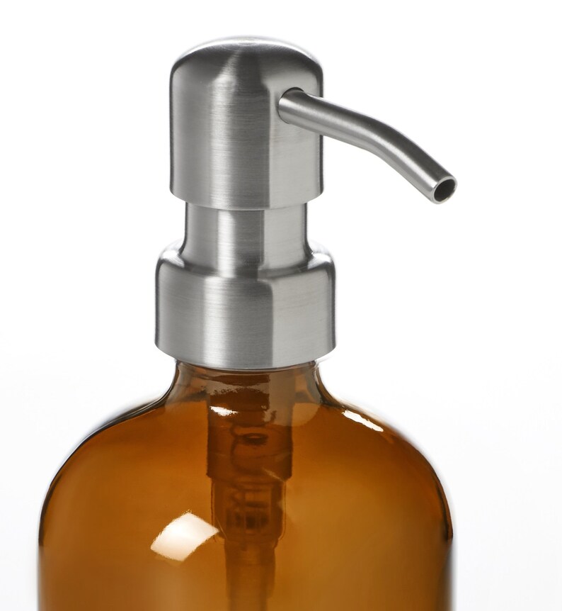 Amber Soap Dispenser 16oz Refillable Brown Glass Bottle With Etsy