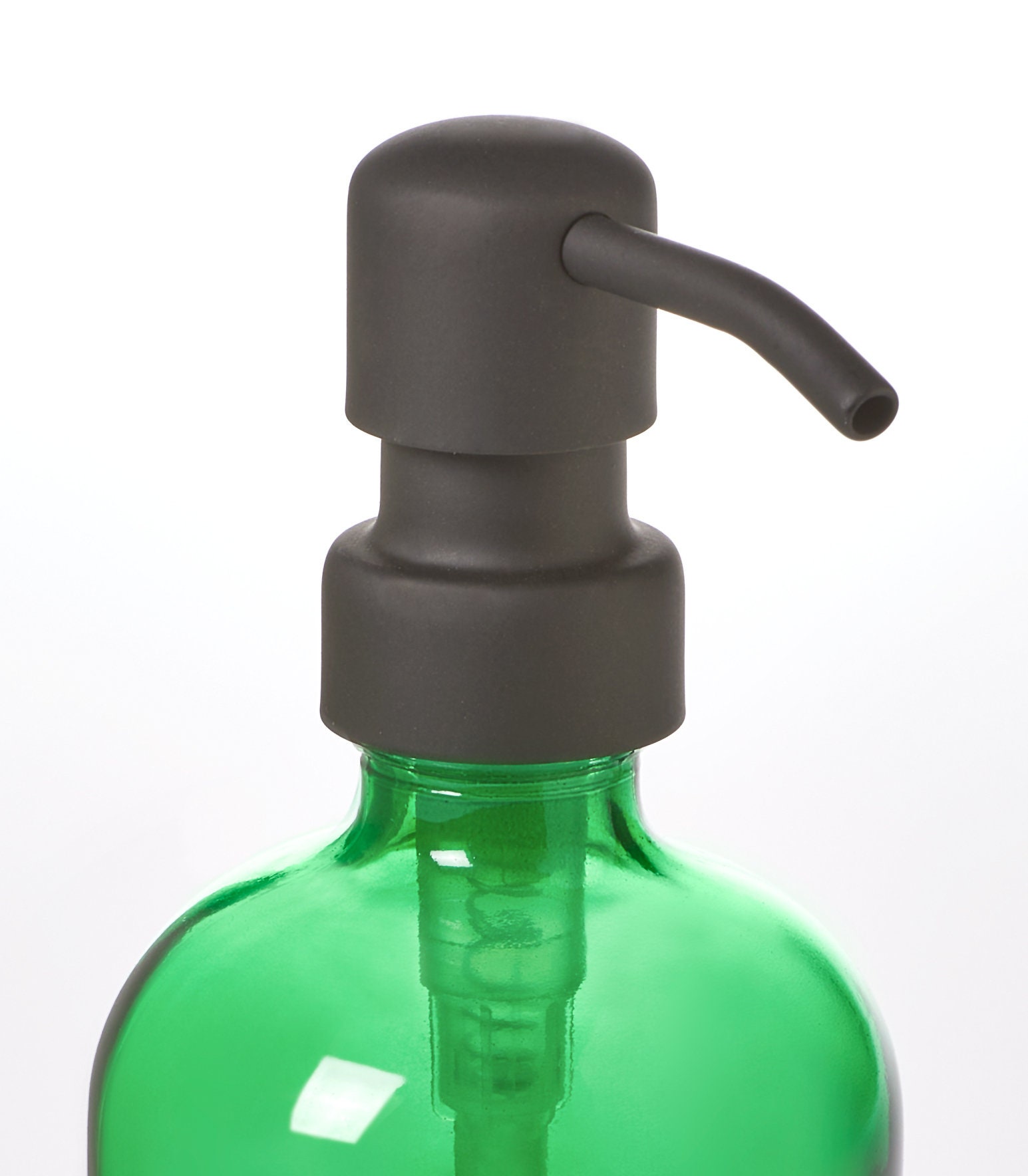 Green Glass Soap Dispenser With Black Soap Pump 16oz Etsy UK