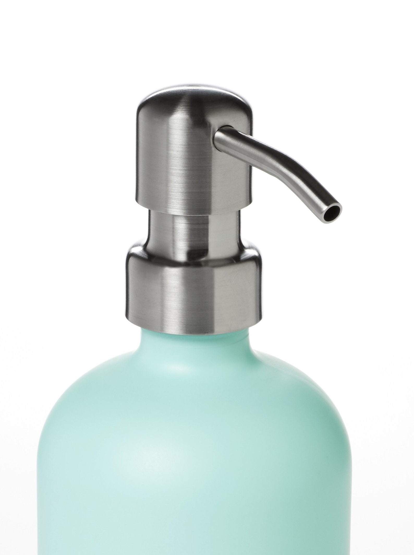 Teal Glass Soap Dispenser With Stainless Soap Pump 16oz Etsy