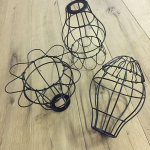 Black Flowering Metal Cage - 3pk Vintage Style Metal Wire Cage Guard for your Industrial Cage Light