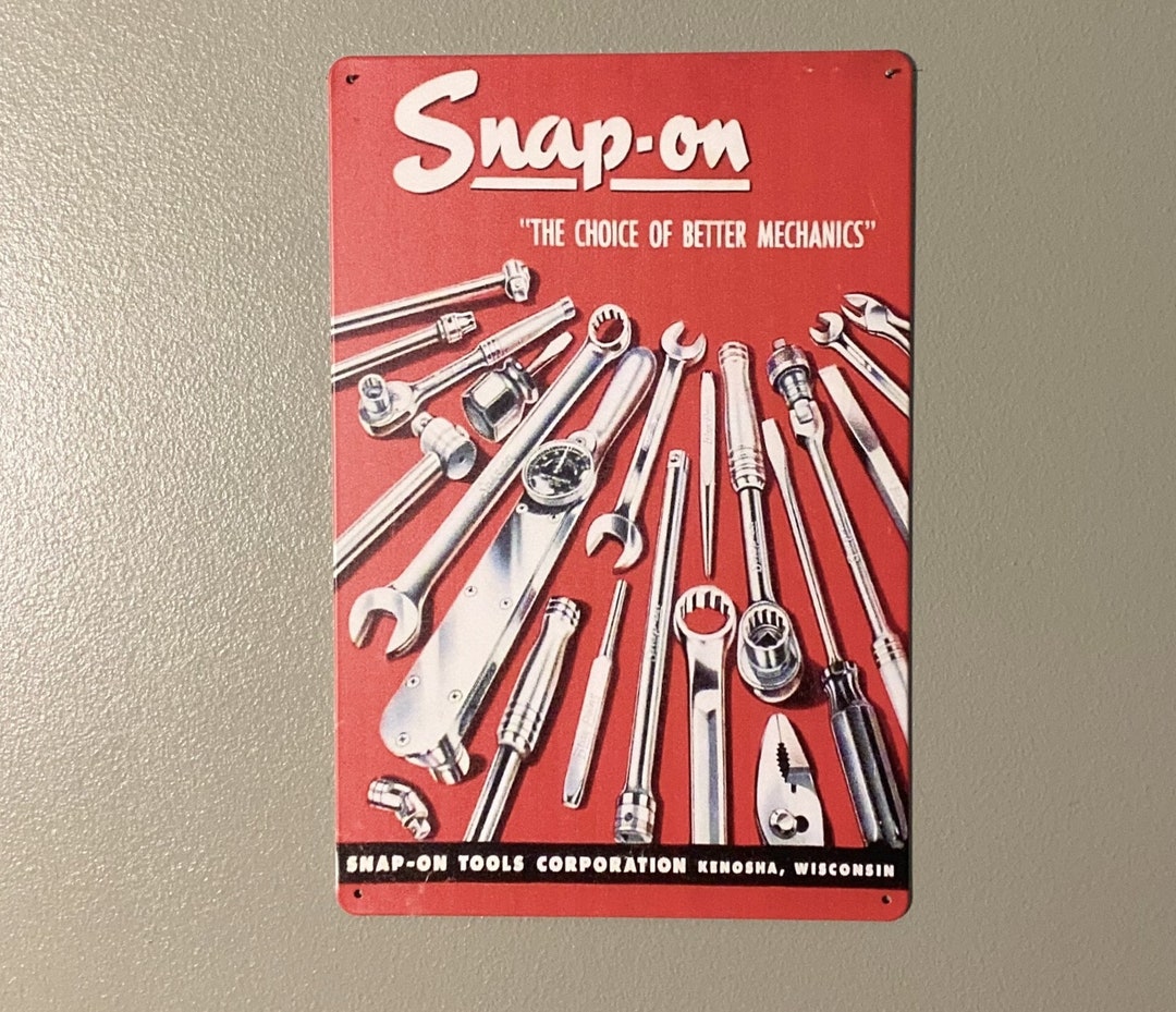 thumbnail interactive-video image 1 of Snap On Tools "Choice Of Better Mechanics" Vintage Retro Metal Tin Sign – Garage Decor 1 of 6