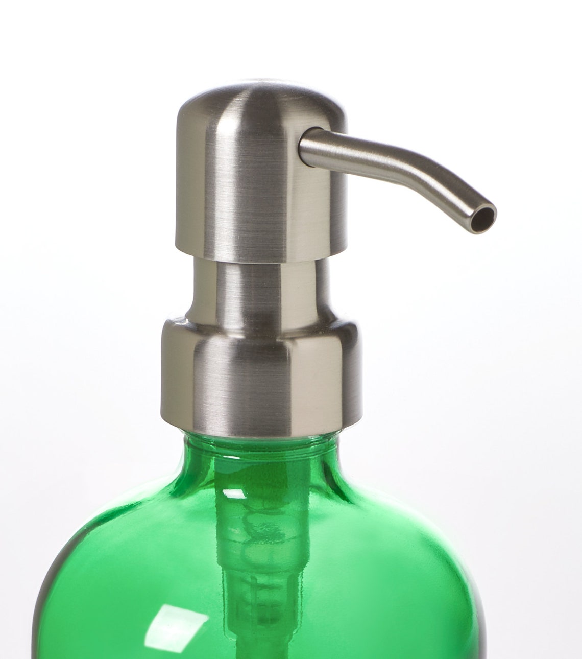 Green Glass Soap Dispenser With Stainless Soap Pump 16oz Etsy UK