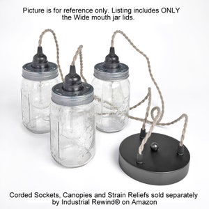 Wide Mouth Jar Lids with Pre Drilled Vent Holes for your Jar Pendant Light, Jar Chandelier Jar Swag Lighting image 5