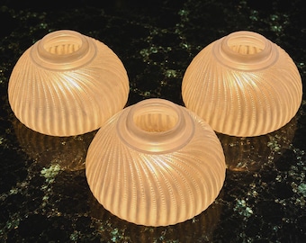 Set of 3 Antique Pearl Iridescent Glass Slip Shades 5-3/4” Art Deco Vintage