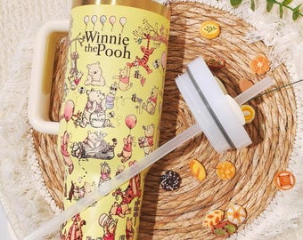 Winnie the Pooh Tumbler | Cute Stanley-Style | Insulated Travel Cup|Stainless Steel|Unique Birthday Gift|Valentine's Day Gift|Christmas Gift