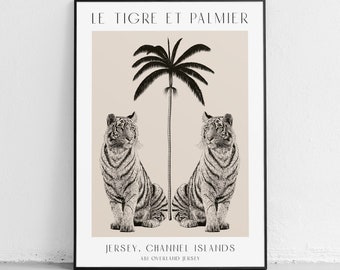 Le Tigre et Palmier - Luxury Giclee Art Print | Wall Decor | Interior | Botanical Art | Animal Illustration | Vintage Illustration