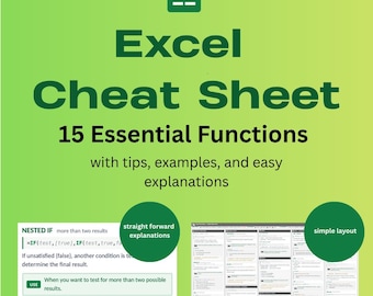 Excel関数チートシート｜学習ノートPDF｜VLOOKUP、IF、COUNTIF｜スプレッドシート数式ガイド｜大学生向け｜1ページリファレンス