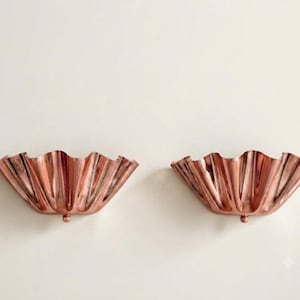 Set of 2 Fan Shape Copper Wall Sconces, Fluted Shell Metal Wall Lights