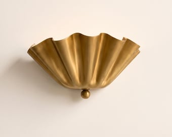 Handmade Brass Fan Wall Sconce, Scandinavian Metal Wall Light, Luxury Gold Lamp