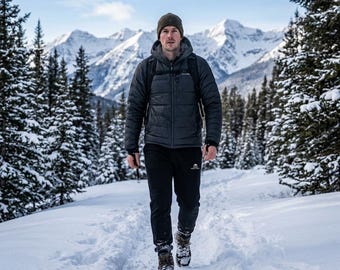 Nomaden Pazifik Fleece Jogginghose, Berg Grafik Joggers, Gemütliche Outdoor-Trailhose