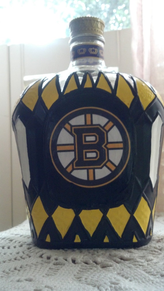 Boston Bruins Hockey Crown Royal Glass Bottle Decanter Hand Etsy