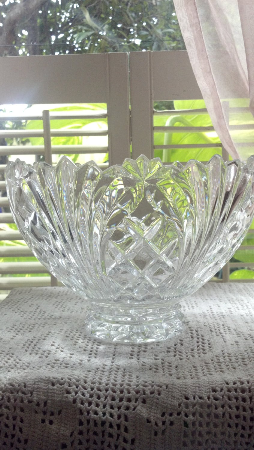Vintage Lead Crystal Fruit Serving Bowl on Pedestal Large size Etsy
