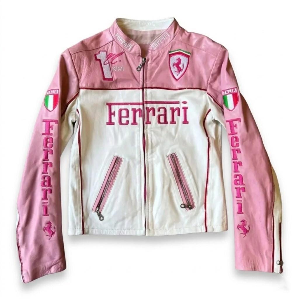 Ferrari フェラーリ レザージャケット 未使用 M ピンク×ホワイト Ferrari jacket pink - Etsy 日本
