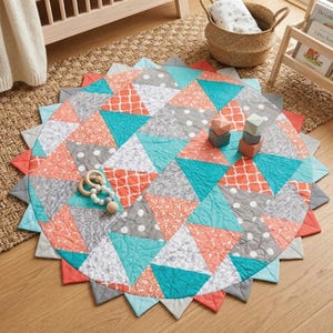 Baby Tummy Time Quilt Pattern, Patchwork Play Mat Sewing Pattern, Soft Floor Mat for Infants, DIY Baby Quilt PDF