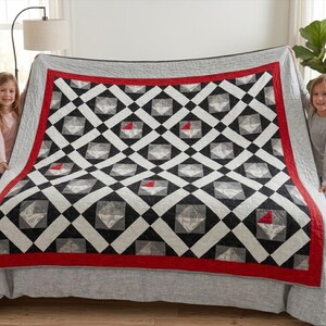 Modern Geometric Throw Quilt Pattern PDF | SIZE 60" x 70"  | Star Patchwork Quilt | Instant Download