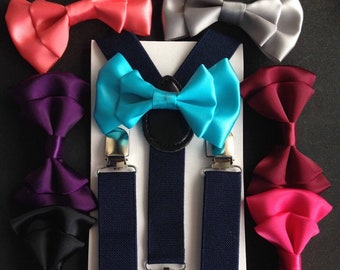 Burgundy Bow tie Navy Blue Suspenders Mens bowtie Rustic | Etsy