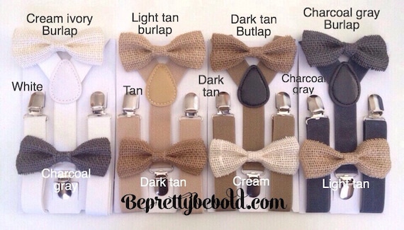Burlap Suspender and Bow Tie Set for Adults Men Women Teenagers