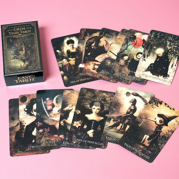 Grim Tales Tarot Deck, Dark Gothic Horror Tarot Cards, 78 Card Divination Deck, Spooky Fantasy Tarot for Readers & Collectors