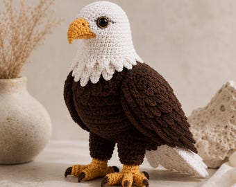 Realistischer Weißkopfseeadler Amigurumi Häkelanleitung PDF, Anfänger Tier Spielzeug