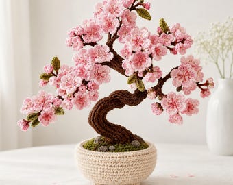Häkelanleitung für einen Kirschblütenbaum (PDF), Sakura Bonsai Blumendekoration für Zuhause