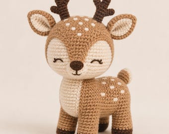 Gehäkeltes Reh Amigurumi Muster PDF, Wald Rehkitz Plüschtier, Anfänger Tier (PDF)