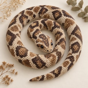 Realistic Python Snake Amigurumi Crochet Pattern PDF, Beginner Friendly Reptile Toy
