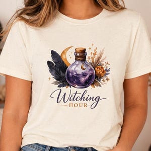 Witching Hour Potion Bottle Shirt, Watercolor Gothic Halloween Tee