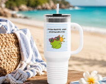 Ocean Breeze Frog Tumbler | 40oz Insulated Travel Mug, Beach Day Drinkware
