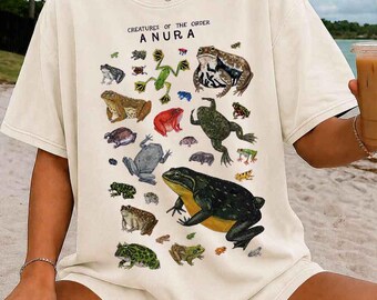 Comfort Colors® Anura Frog Nature Shirt, Vintage Frog Graphic Tee, Amphibian Wildlife T-Shirt, Naturalist Gift, Cottagecore Shirt