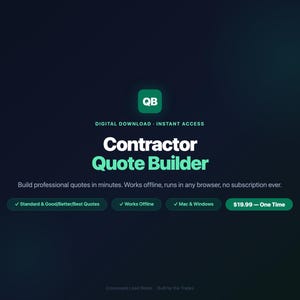 Contractor Quote Builder Tool | Offline HTML | No Subscription | Good Better Best Pricing | Instant Download