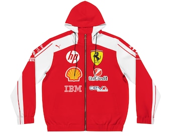 ferrari zip up hoodie white hp logo 2026 (tags formula 1 f1 lewis hamilton charles lecrec tifosi scuderia ferrari)