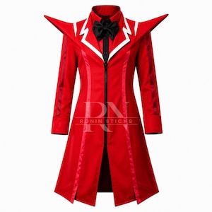 Abrigo y camisa rojos inspirados en Alastor, cosplay de presentador de radio estilo demonio, abrigo de cosplay de Halloween hecho a mano