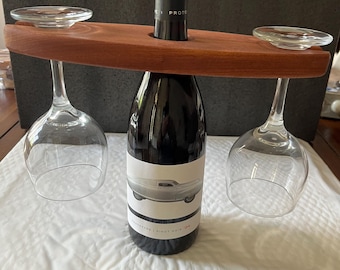 Wine Bottle Glass Rack Made of African Sapele Wood.