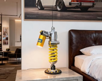Unique Automotive Inspired Table Light Featuring Realistic Ohlins Design Perfect Gift for Car Enthusiasts and Mechanics