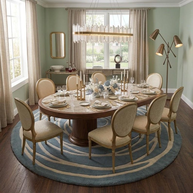 Hand Tufted Round Blue Rug, Modern Organic Wave Circle Area Rug, Soft ...