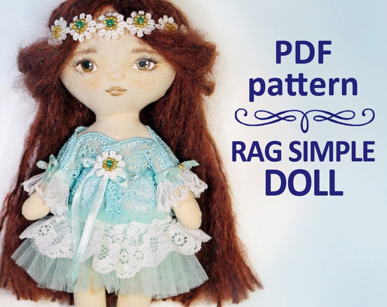 PDF Pattern Rag simple girl doll 7 inches Etsy