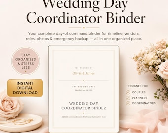 結婚式当日コーディネーター用バインダー｜記入式タイムライン、業者連絡先（デジタルダウンロード）