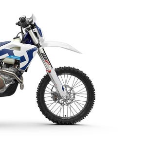 May include: A Husqvarna Repair Manual 2026 cover featuring a white and blue off-road motorcycle front section. The text reads Repair Manual 2026, Husqvarna, FE 450, FE 501, FE 501s, Item no.: 3403273en, and FOR PIONEERS on a white background.