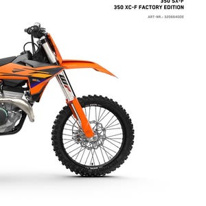 May include: A repair manual cover for a 2026 KTM 350 SX-F and 350 XC-F Factory Edition motorcycle. The text reads REPARATURANLEITUNG 2026, READY TO RACE, 350 SX-F, 350 XC-F FACTORY EDITION, ART-NR.: 3206640DE, and features the KTM logo.